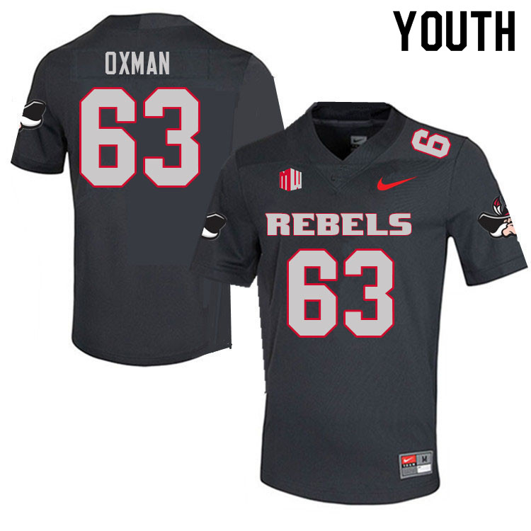Youth #63 David Oxman UNLV Rebels College Football Jerseys Sale-Charcoal - Click Image to Close